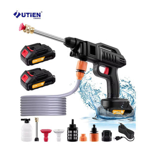 Nettoyeur Haute Pression sans Fil 60 Bar, 300W Nettoyeur Haute Pression à Batterie, Pistolet à Eau pour Lavage De Voiture avec Batteries, Tuyau 5m, Pulvérisateur de Mousse (20000mAh)