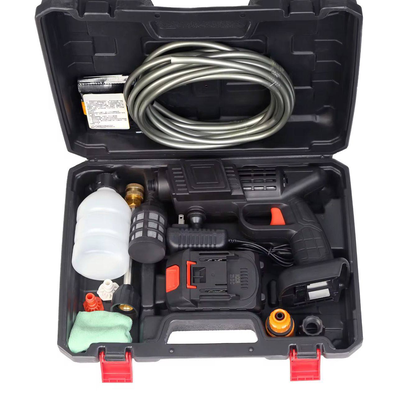 Nettoyeur Haute Pression sans Fil 60 Bar, 300W Nettoyeur Haute Pression à Batterie, Pistolet à Eau pour Lavage De Voiture avec Batteries, Tuyau 5m, Pulvérisateur de Mousse (20000mAh)